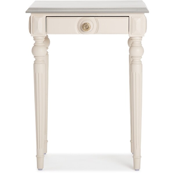 ClickDecor Amos Side Table with Drawer， Cream/Gray