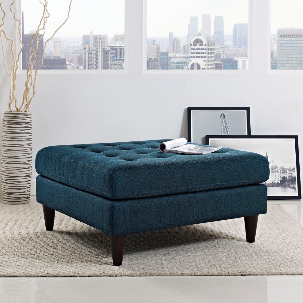 Empress Upholstered Fabric Large Ottoman   Midcentury   Footstools And Ottomans   by PARMA HOME  Houzz