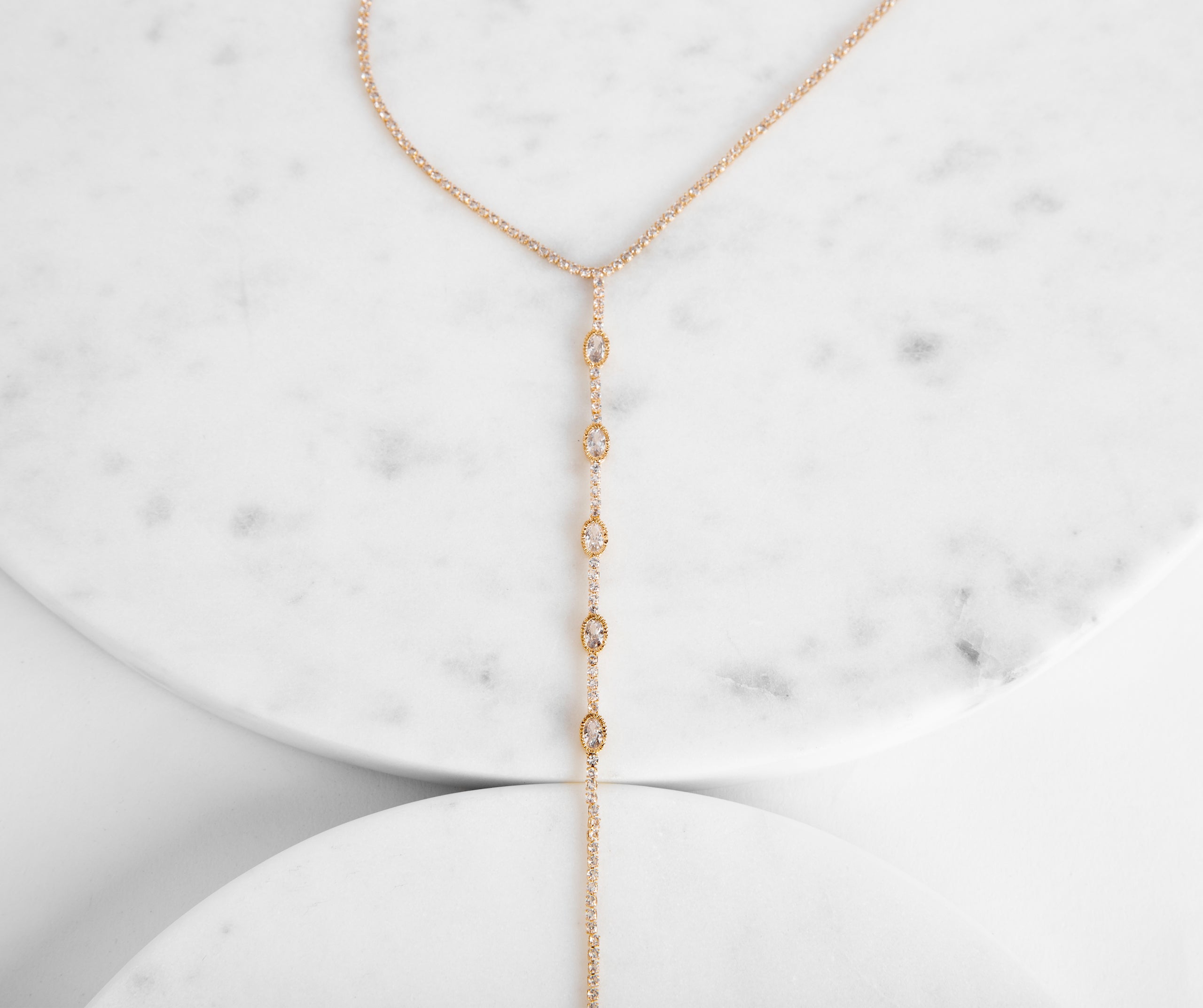 Dainty Rhinestone Lariat Necklace