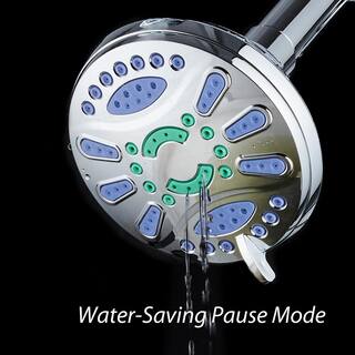 Aquastar Antimicrobial 6-Spray 4.3 in. High Pressure Single Wall Mount Fixed Adjustable Shower Head in Chrome 6710