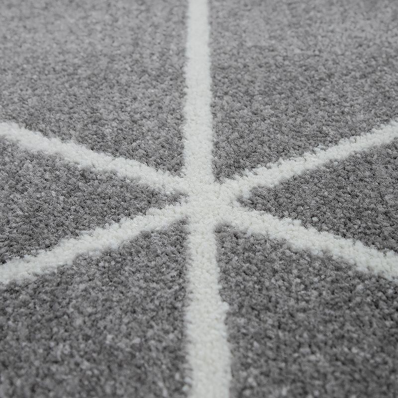 Grey Area Rug with Modern Geometric Pattern Simple Elegant Design