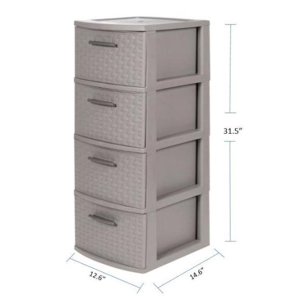 MQ 12.6 in. W x 31.5 in. H x 15 in. D Taupe Resin 4-Drawer Storage Cabinet 393-TAU