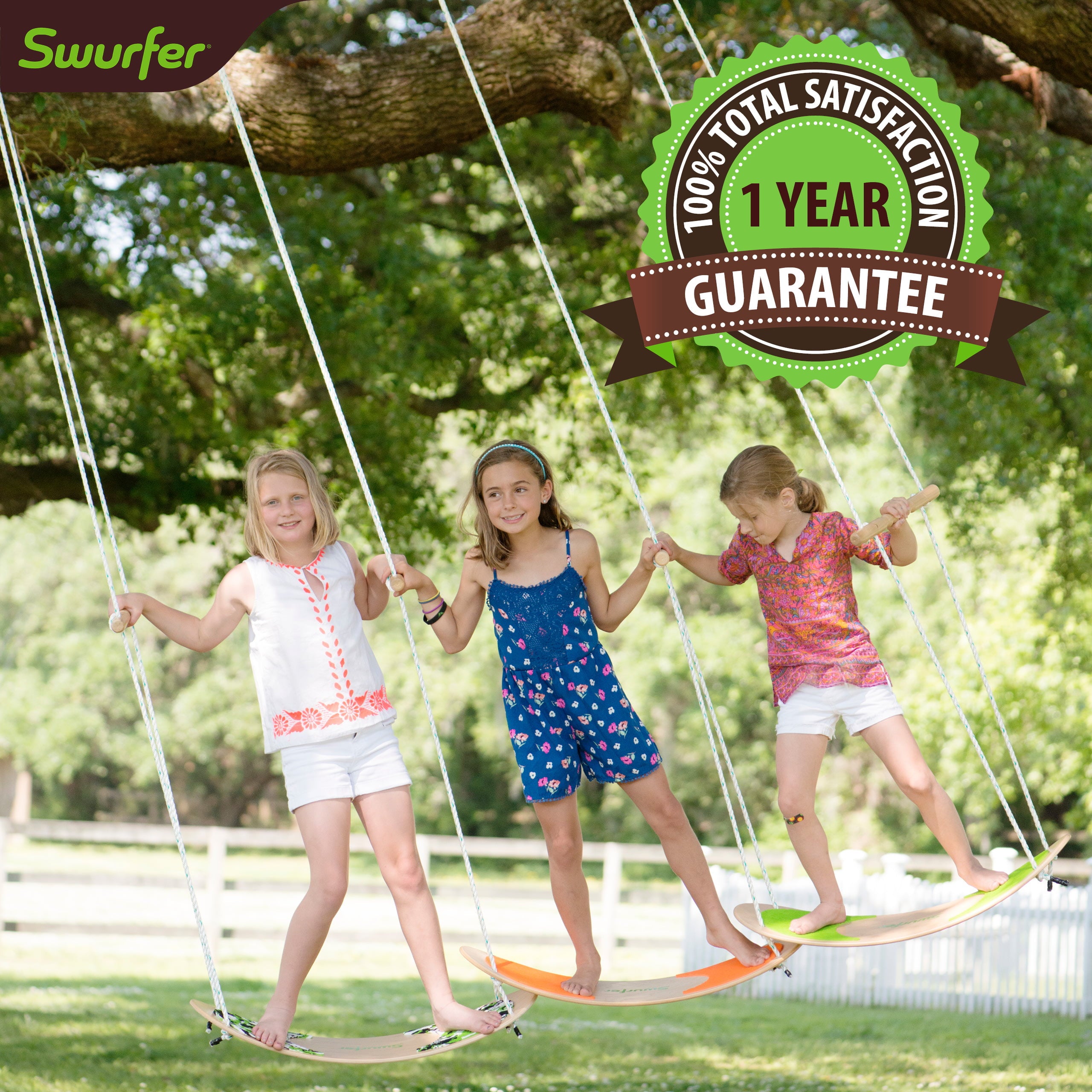 Swurfer The Original Stand up Surfing Swing， Wooden Outdoor Swing for Kids and Adults