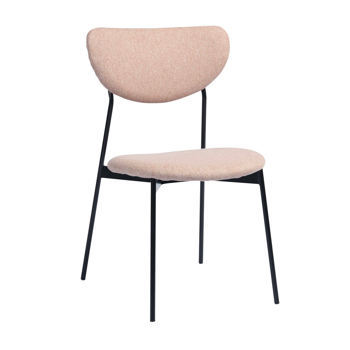 Homy casa Upholstered Dining Side Chair Set of 2 with Metal Legs， Blush