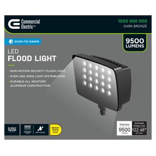 Commercial Electric 250W Equivalent Integrated LED Bronze Outdoor High Output Flood Light 9500 Lumens 4000K Dusk-to-Dawn PWRFX70-PC-4K-BZ