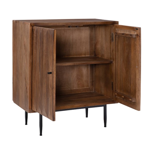 Mercada Modern Storage Console 3d Front Panels Solid Wood 2 Door Powell