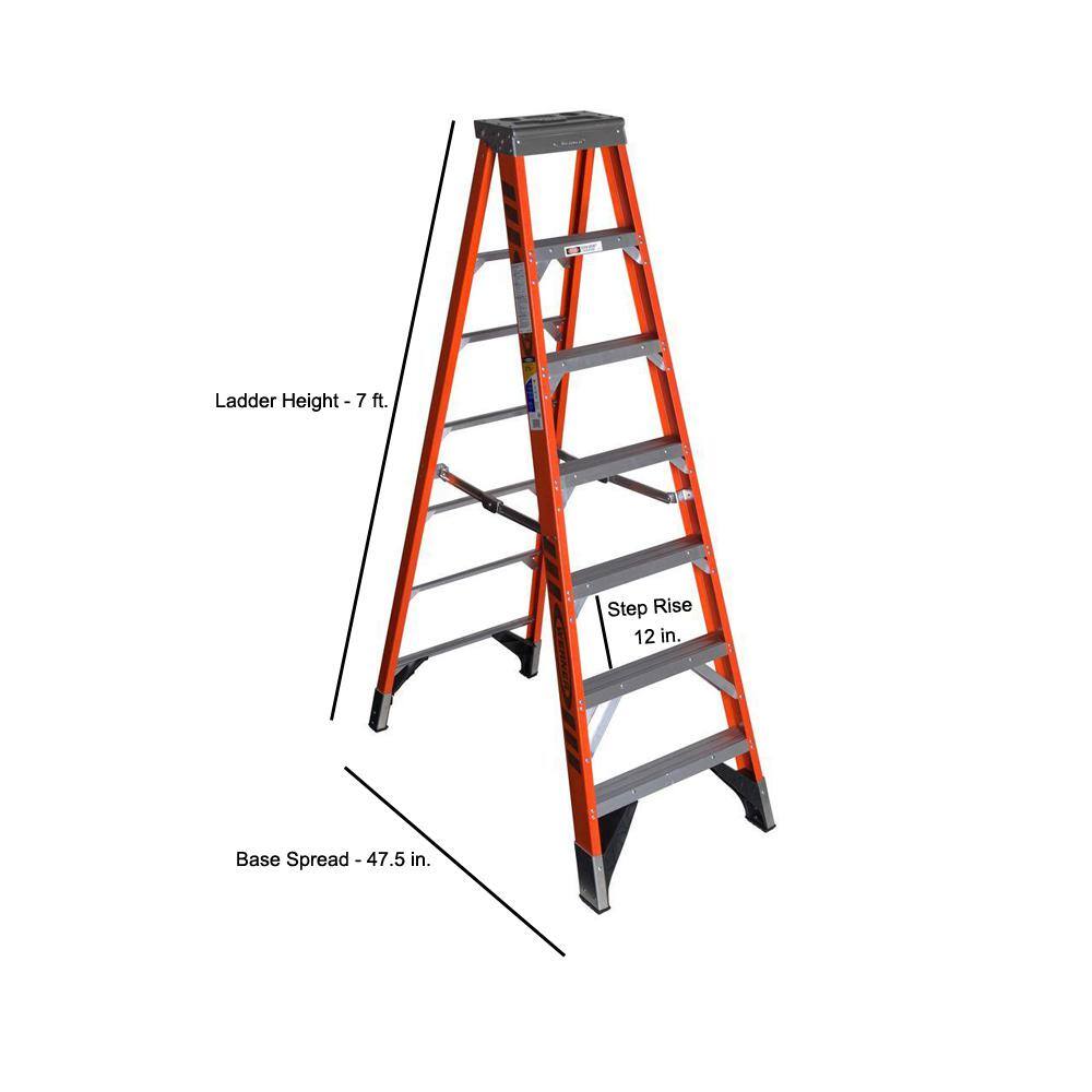 Werner 7 ft. Fiberglass Step Ladder with 375 lb. Load Capacity Type IAA Duty Rating 7407