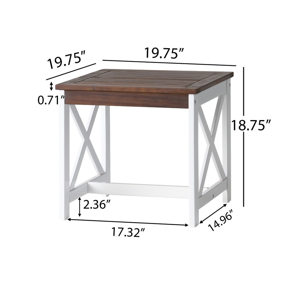 Shammai Square Farmhouse Acacia End Table by Christopher Knight Home   19.75\