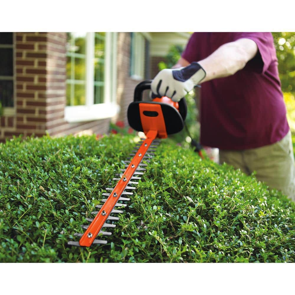 BLACK+DECKER 24 in. 3.3 Amp Corded Dual Action Electric Hedge Hog Trimmer with Rotating Handle HH2455