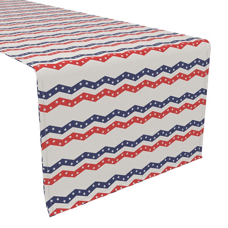 Table Runner， 100% Cotton， 16x108， Patriotic Chevron