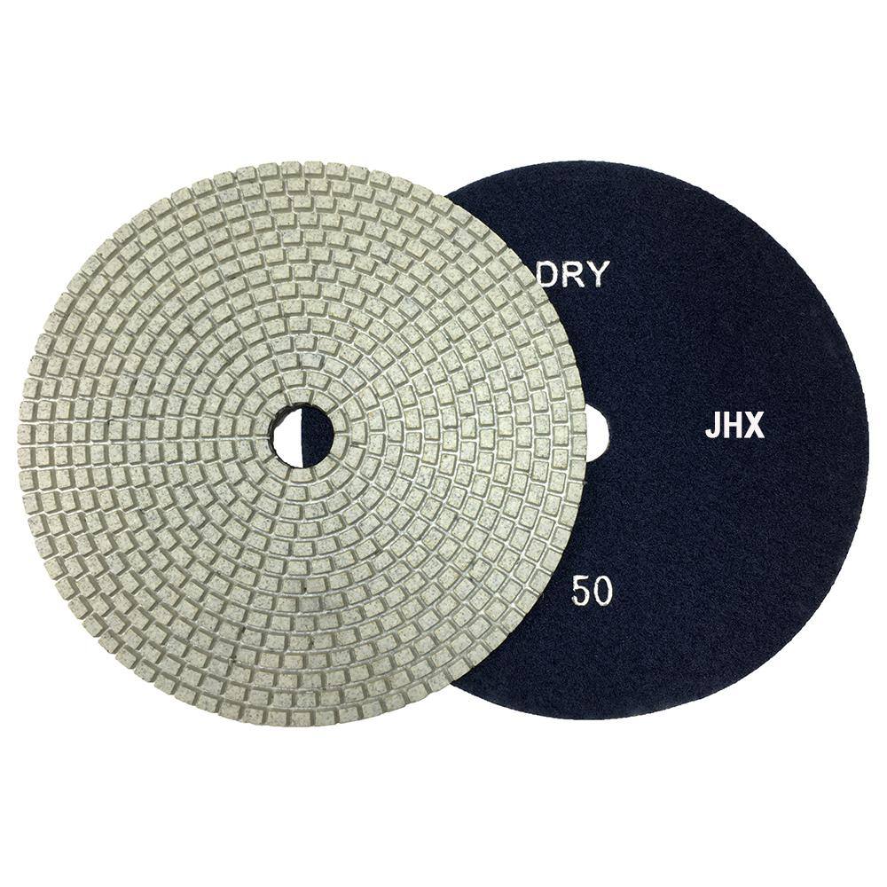 7 in. JHX DryWet Diamond Polishing Pads for ConcreteGranite Set of (7-Pieces) with 7 in. Back Holder JHXR175SET7B