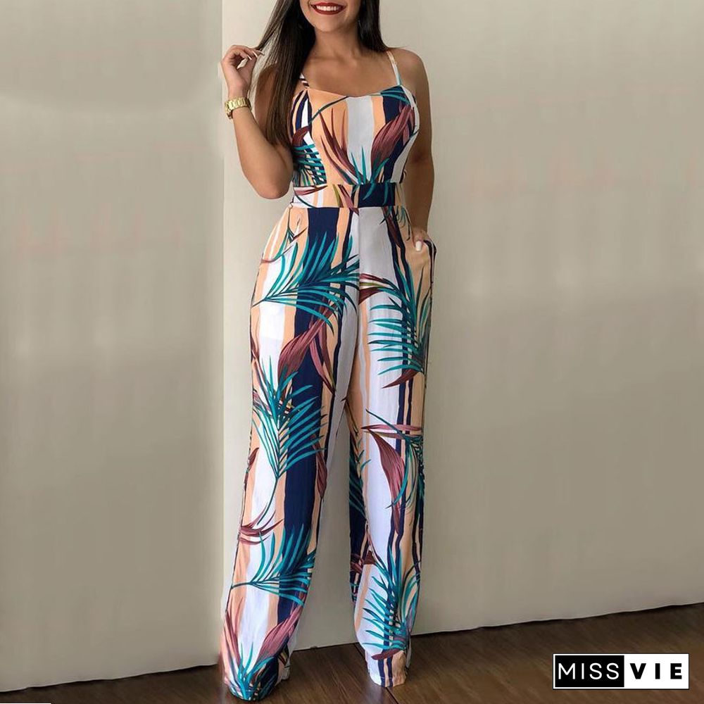 Sling Print Sexy High Waist Jumpsuit