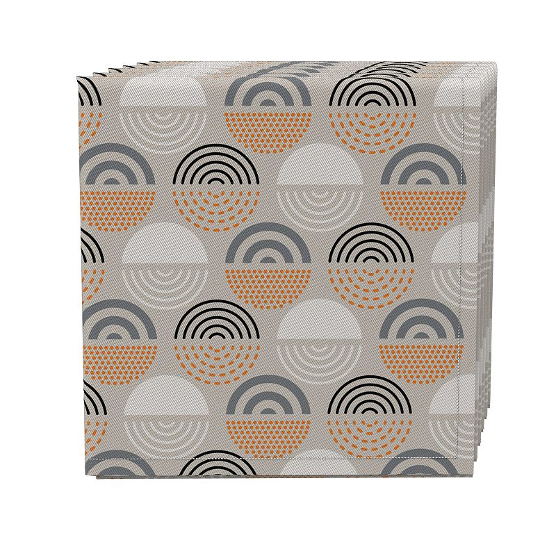 Napkin Set of 4， 100% Cotton， 20x20， Patterned Circles Geometric