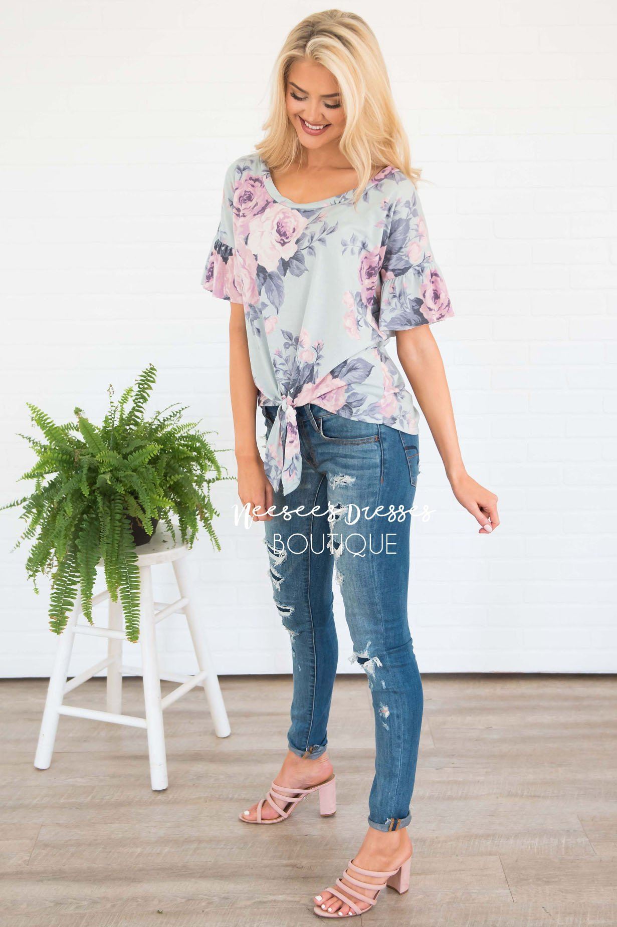 In Full Bloom Front Tie Top