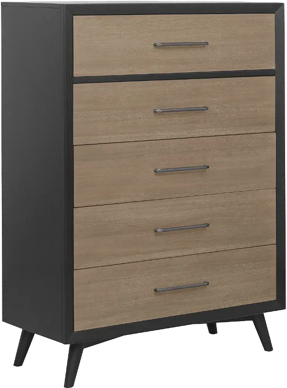 Raku Light Brown and Black Chest of Drawers