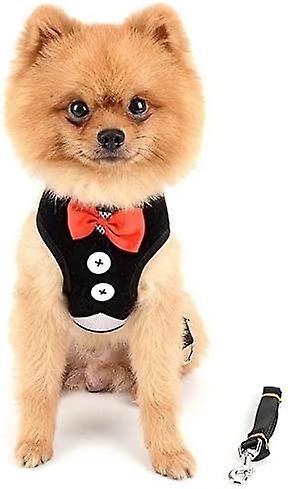 Yoitea Tuxedo Cat Harness And Leash Set With Bowtie Adjustable No Pull Soft Mesh Walking Vest Clothes Escape Proof Boy Small Dogs Puppy Kitten