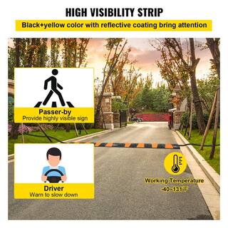 VEVOR 2-Piece 22000 lbs. Load 72.8 in. x 12.2 in. x 2.2 in. Rubber Speed Bump 2 Channel Speed Hump for Garage Driveway Yellow YCZDLCG722PCSK9UDV0