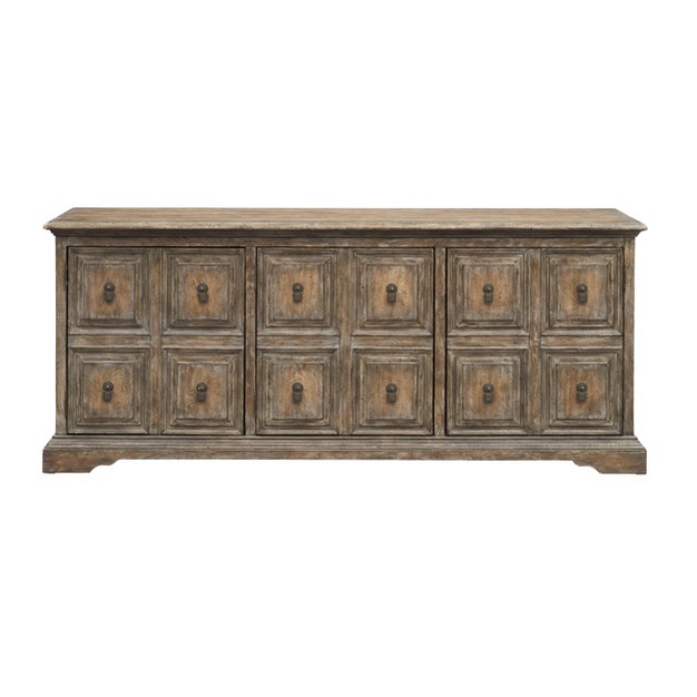 Dennis Antique Insipired 3 Door Storage Credenza sideboard Weathered Brown Treasure Trove