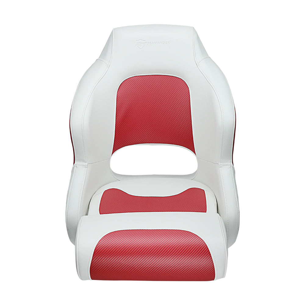 Seamander S1043 series Premier Pontoon Furniture Bucket Seat， Captain Seat， Colors White/Red