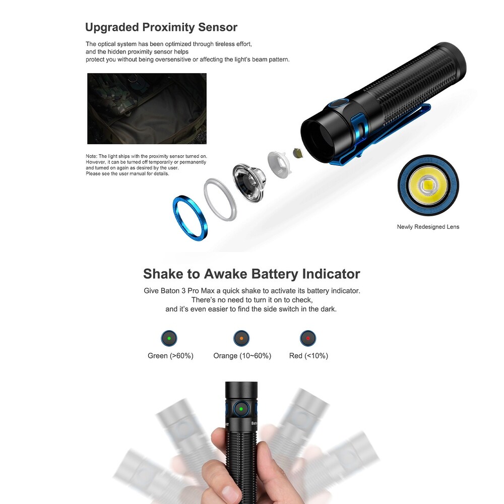 Olight Baton 3 Pro Max 2500 Lumen Rechargeable EDC Flashlight