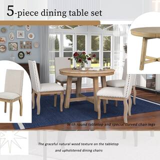 Harper  Bright Designs Farmhouse 5-Piece Naturel Wood Wash Extendable Dining Table Set (Seats 4) XW031AAE