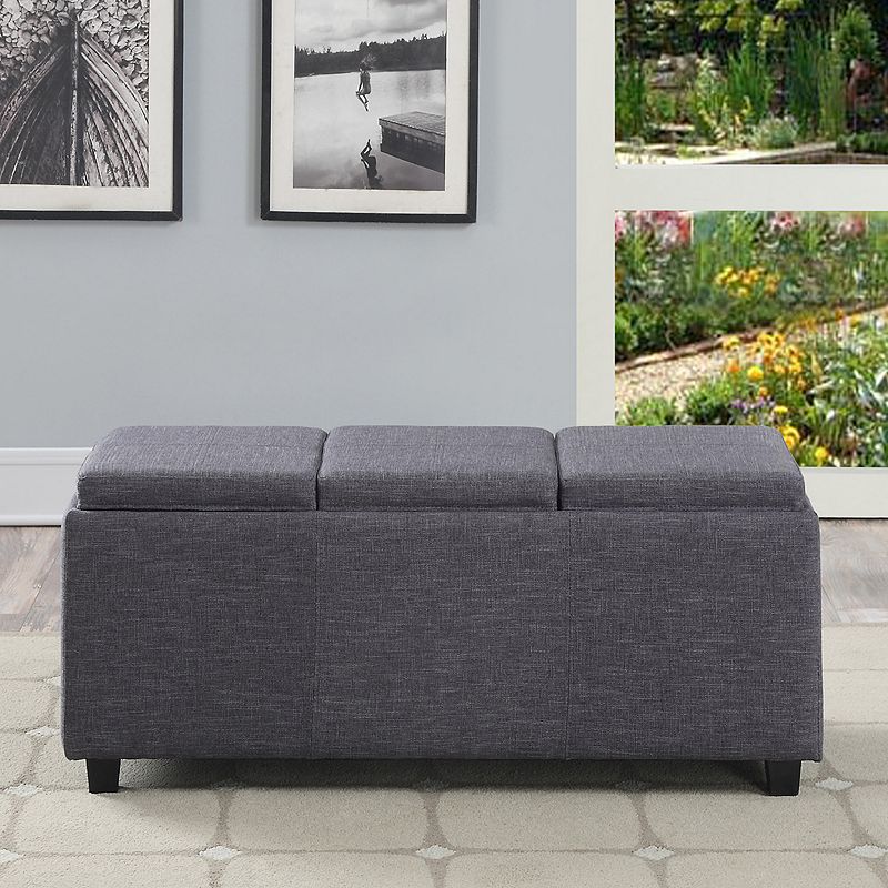 Simpli Home Avalon Rectangular Upholstered Storage Ottoman