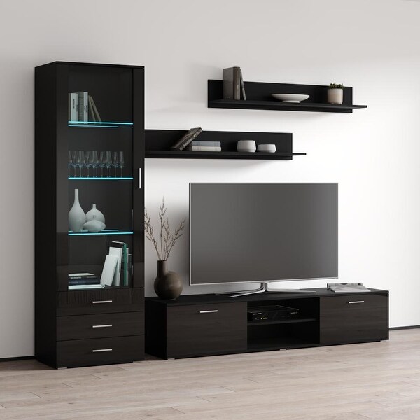 Soho 1 Modern Wall Unit Entertainment Center with 16 Color LED Lights