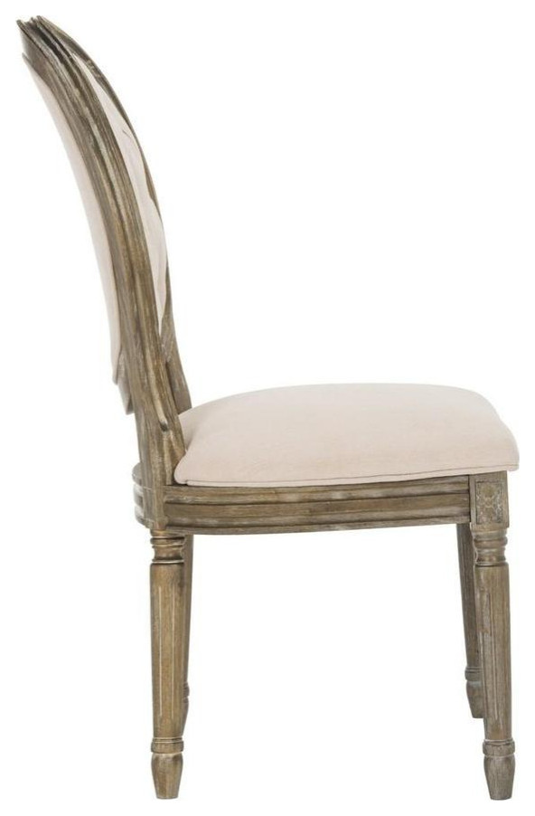 Ciley Tufted Oval Side Chair  Set of 2  Beige/Rustic Oak   French Country   Dining Chairs   by Rustic Home Furniture Deco  Houzz