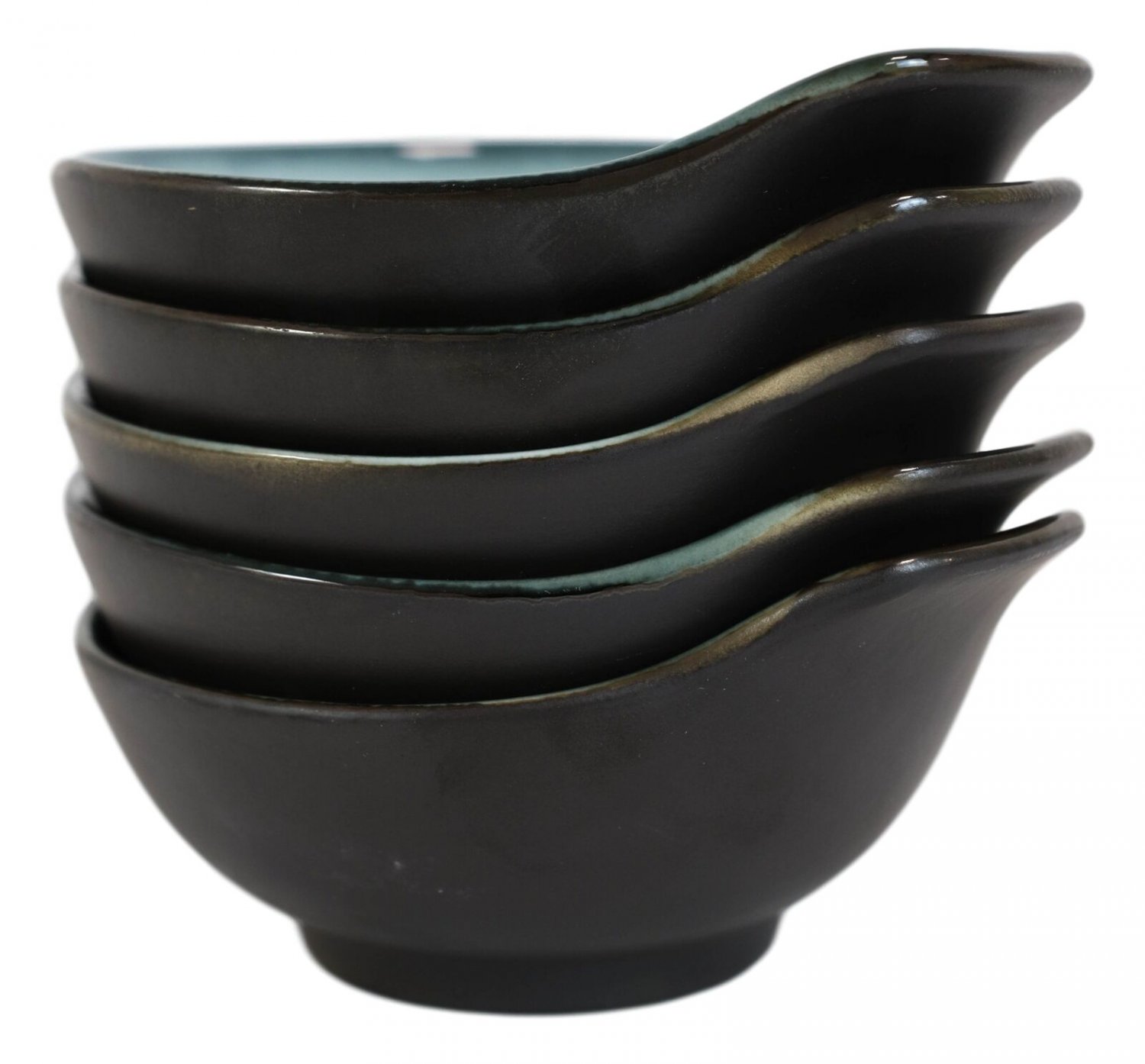 1 Pack Of 5 Ceramic Zen Blue Tempura Dipping Sauce Condiment Bowls With Handle EBR02