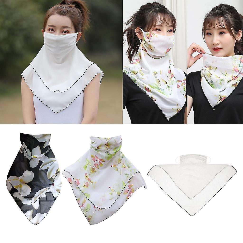 3pcs Womens Face Mask Scarf Travel Dust-proof  Breathable Silky Shade