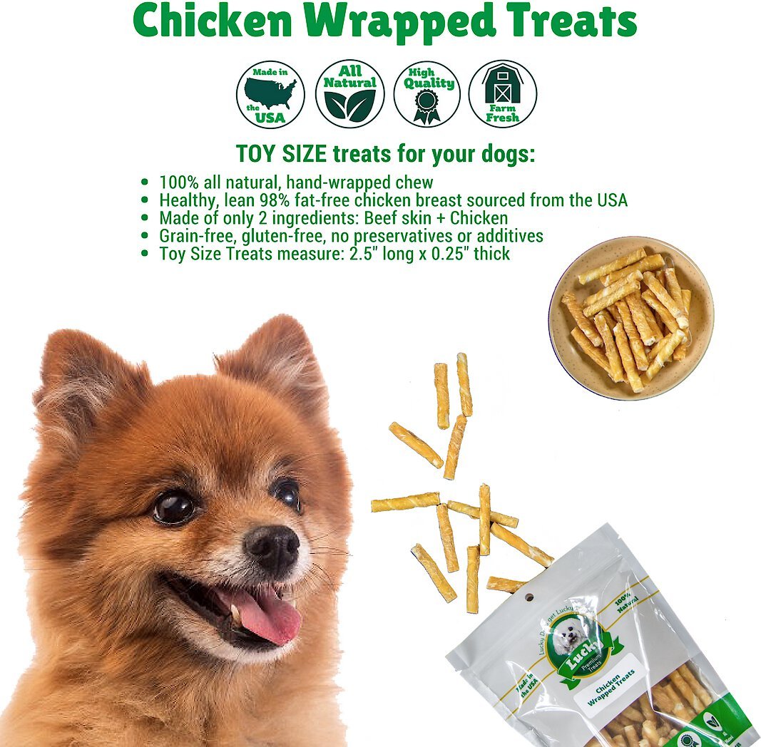 Lucky Premium Treats Extra Small Chicken Wrapped Rawhide Dog Treats