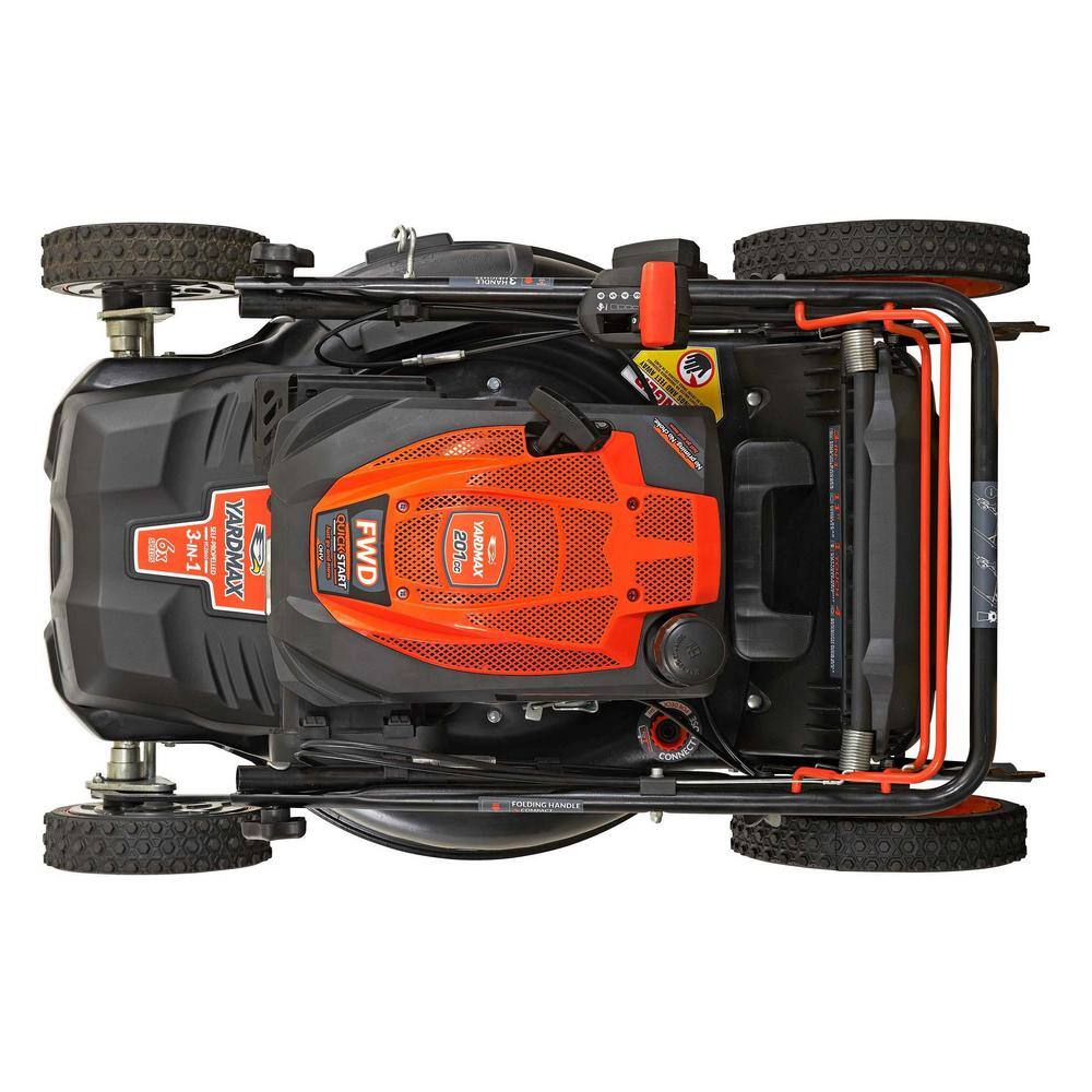 YARDMAX 22 in. 201 cc SELECT PACE 6 Speed CVT High Wheel FWD 3-in-1 Gas Walk Behind Self Propelled Lawn Mower YG2860