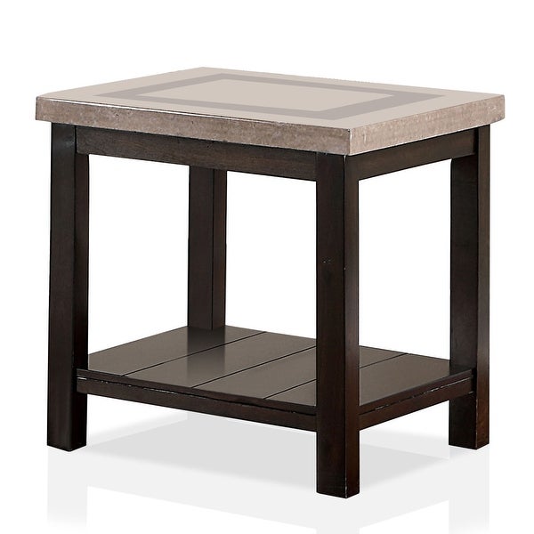 Furniture of America Elga Transitional Walnut 22-inch Side Table