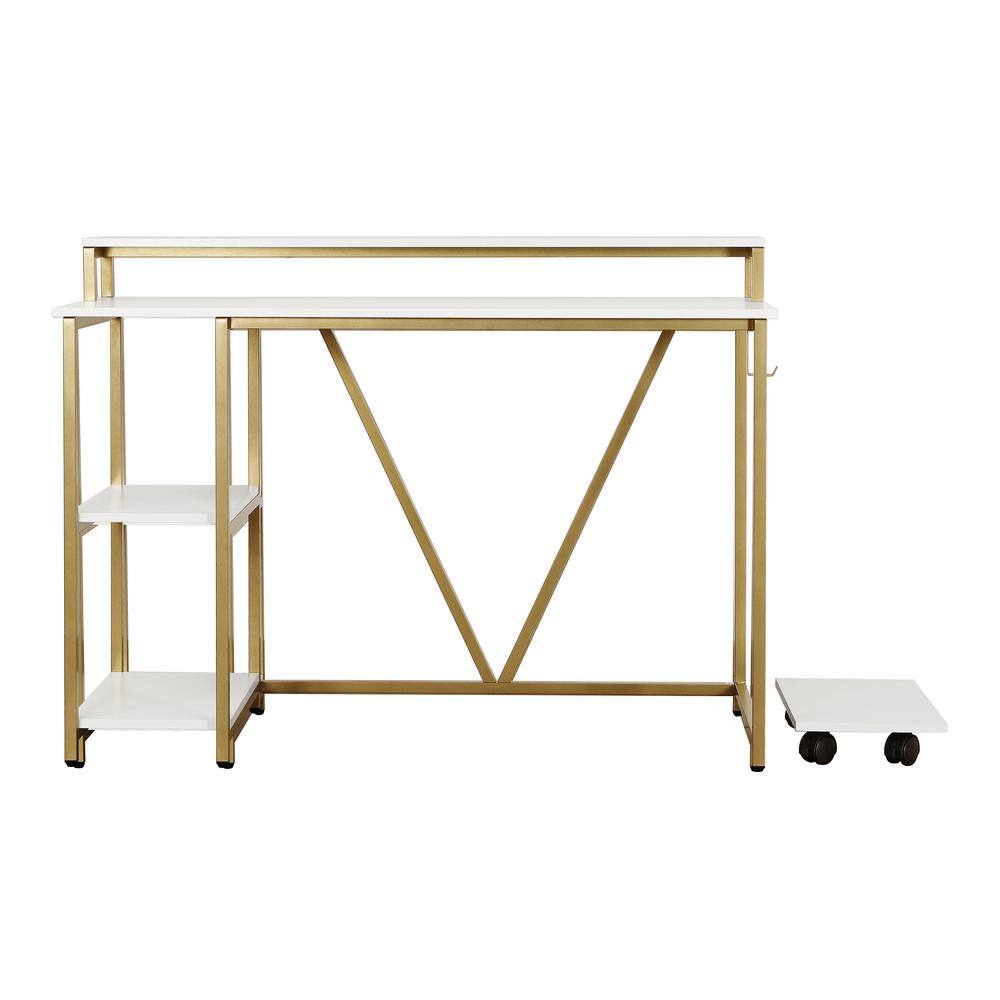 TECHNI MOBILI 46 in. W Gold Industrial Writing Desk RTA-7310D-GLD