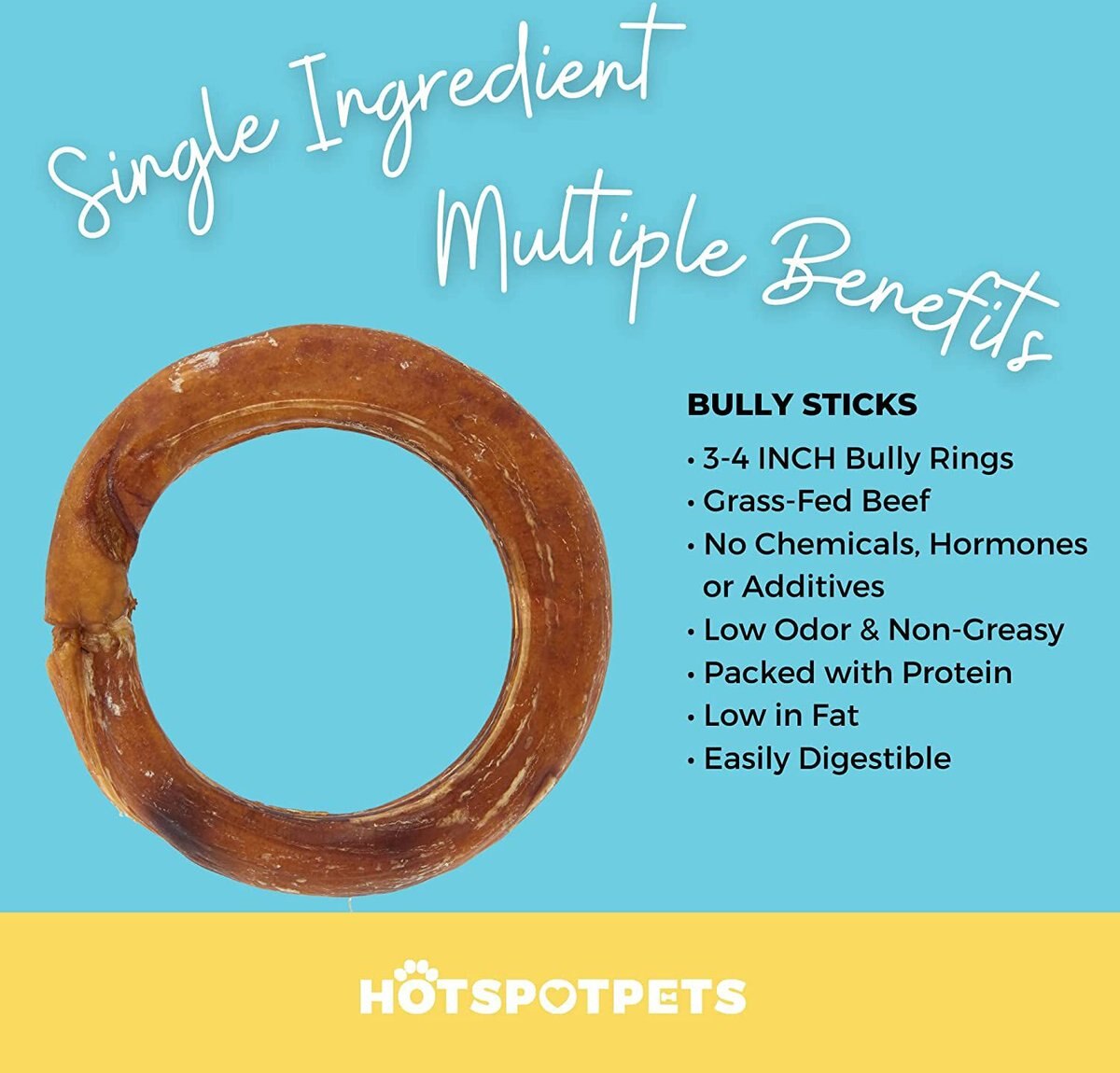 HOTSPOT PETS 3-4-inch Beef Bully Stick Rings Chews Dog Treats