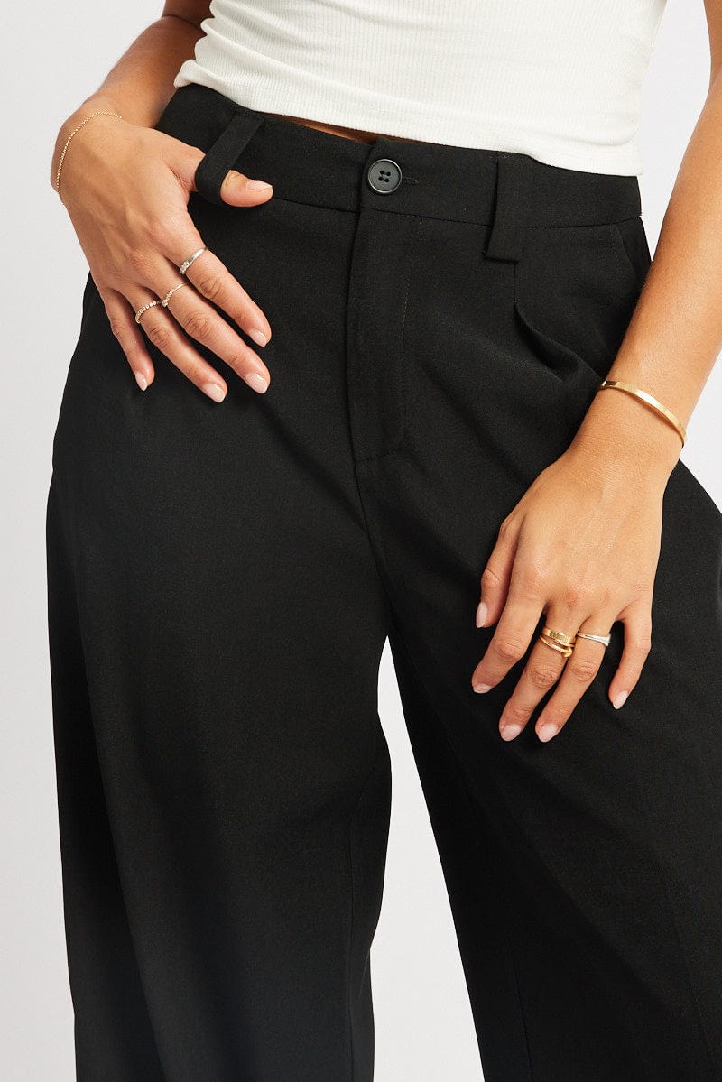 Black Wide Leg Pants High Rise