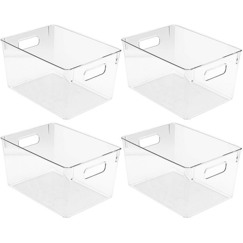 Sorbus 4-Pack Square Fridge Organizer Bins with Handles