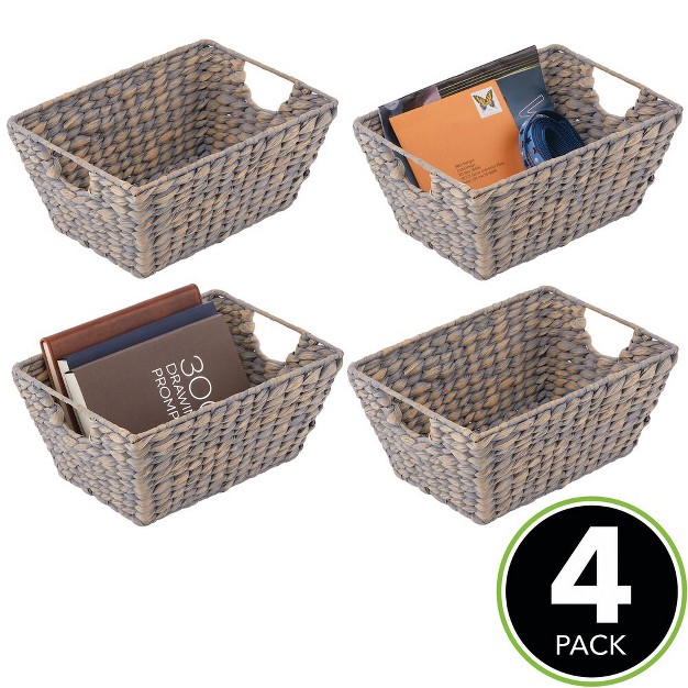 Mdesign Woven Hyacinth Nesting Kitchen Storage Basket Bins 4 Pack