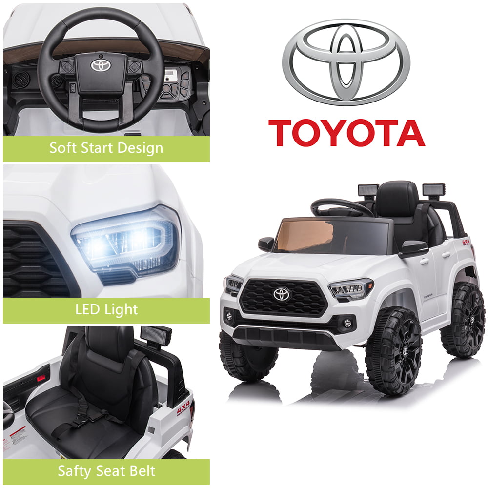 uhomepro Toyota Tacoma 12V Kids Ride On Truck Car w/ Parent Remote Control, LED Lights, MP3 Player, Horn, White