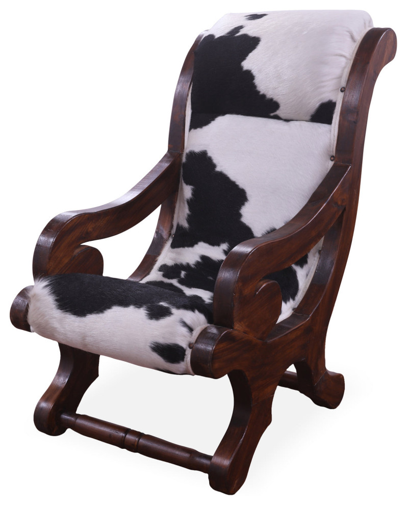 Reclaimed Wood Hair On Cowhide Handcrafted Chair C191 FC   Rustic   Armchairs And Accent Chairs   by Manhattan Rugs  Houzz