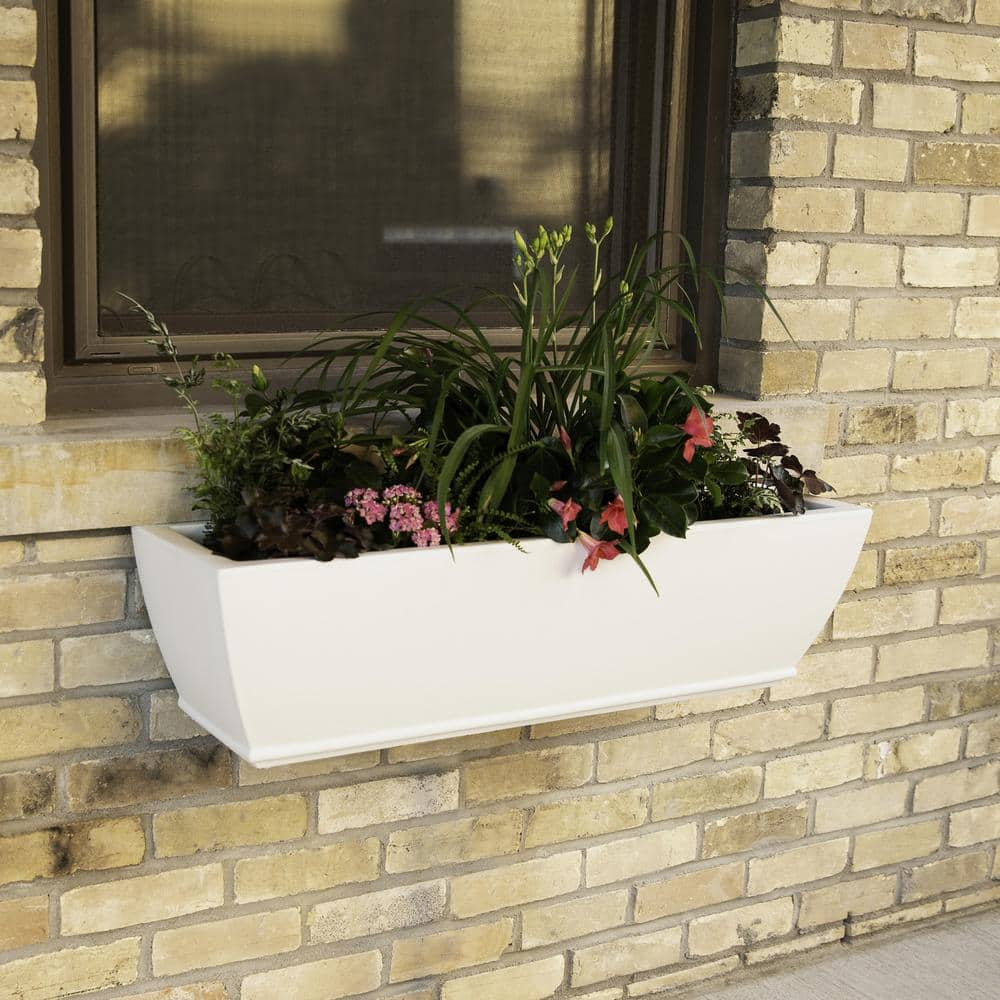 Mayne Acadia 36 in. x 11 in. Self-Watering White Polyethylene Window Box 5917-W