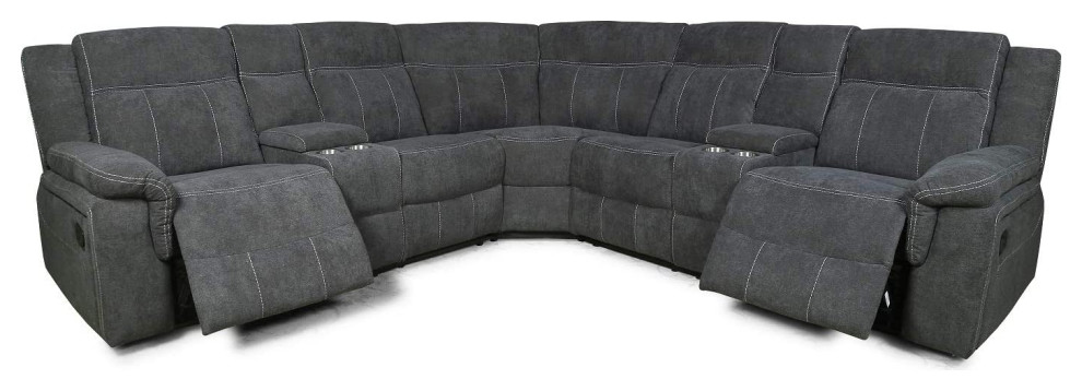 Modern Sectional Sofa Manual Lift Sofa Reclining Sofa Couch Large Sofa Set   Transitional   Sectional Sofas   by HedgeApple  Houzz