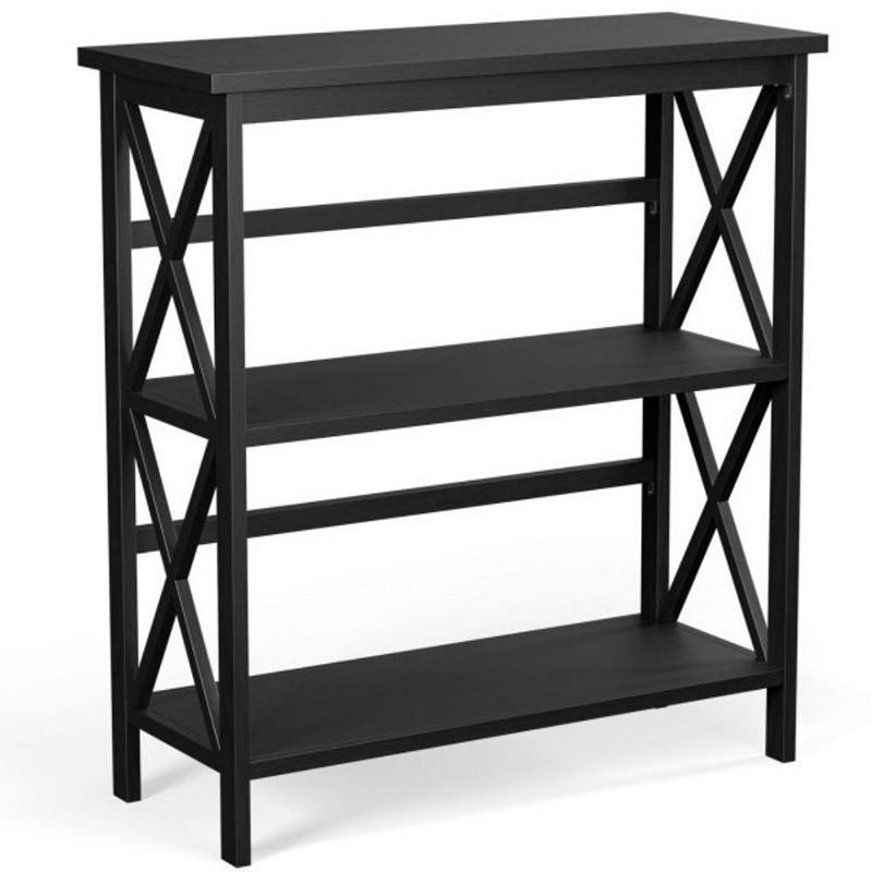 Hivago 3-Tier Wooden Multi-Functional X-Design Etagere Storage Bookshelf