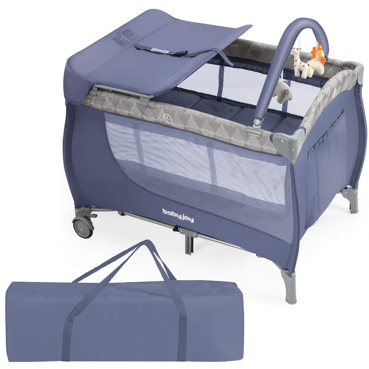 BABY JOY Pack and Play, 3 in 1 Portable Baby Playard with Changing Table