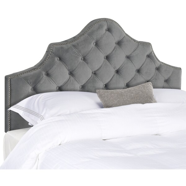 SAFAVIEH Arebelle Pewter Velvet Tufted King Headboard - - 11551793