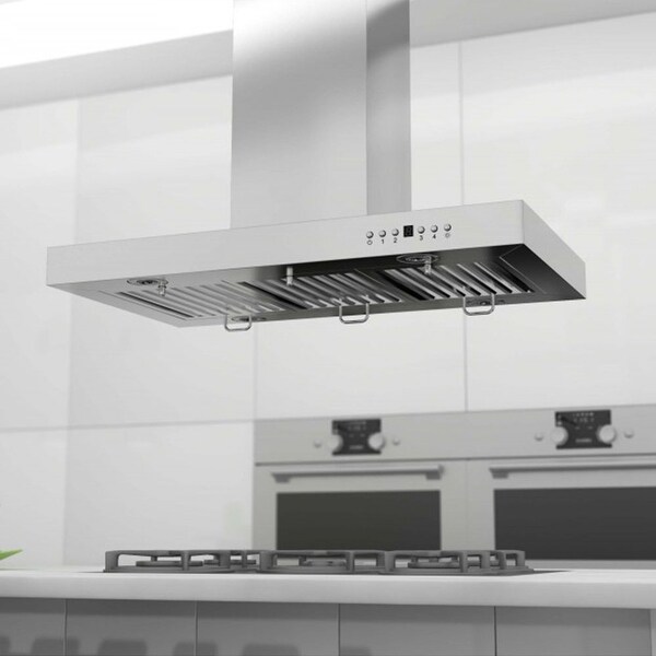 ZLINE Stainless Steel Convertible Vent Island Mounted Range Hood