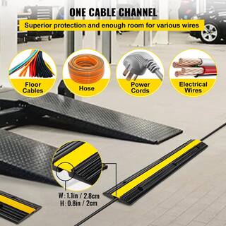 VEVOR Cable Protector Speed Ramp 1-Channel Speed Bump Hump 18000 lbs. Loading for Driveway Traffic Protect Wire (4-Pack) DCGXBDLSB4PCSNXB6V0