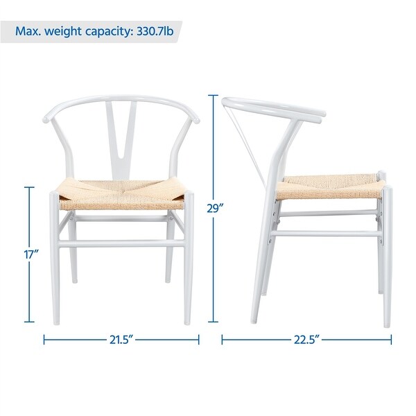 Yaheetech Modern Weave Y-Shaped Dining Chair with Solid Metal Frame