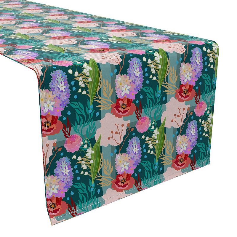 Table Runner， 100% Cotton， 16x90， Floral 89