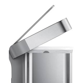 simplehuman 45 l Liner Rim Rectangular Step Trash Can Brushed Stainless Steel with Grey Plastic Lid CW2080